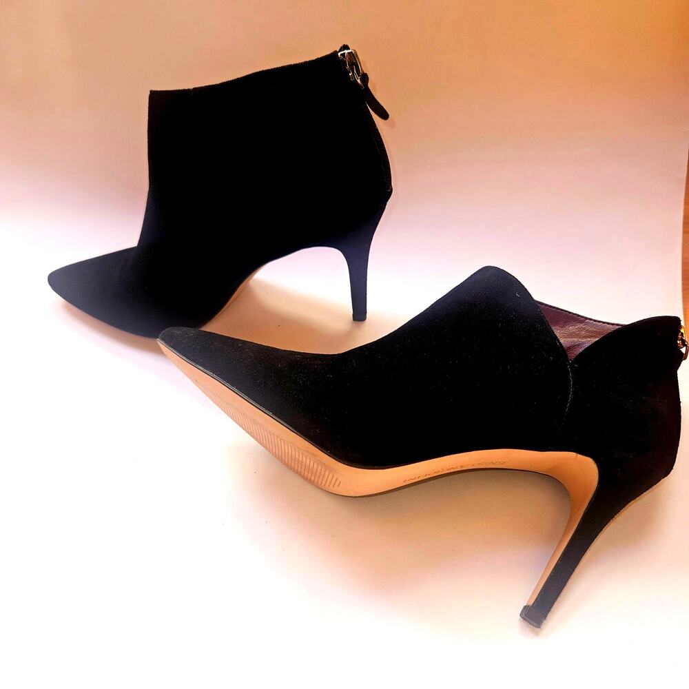 Enzo Angiolini Black Suede Boots Heels Booties, Size 8, Zip Back, Sexy